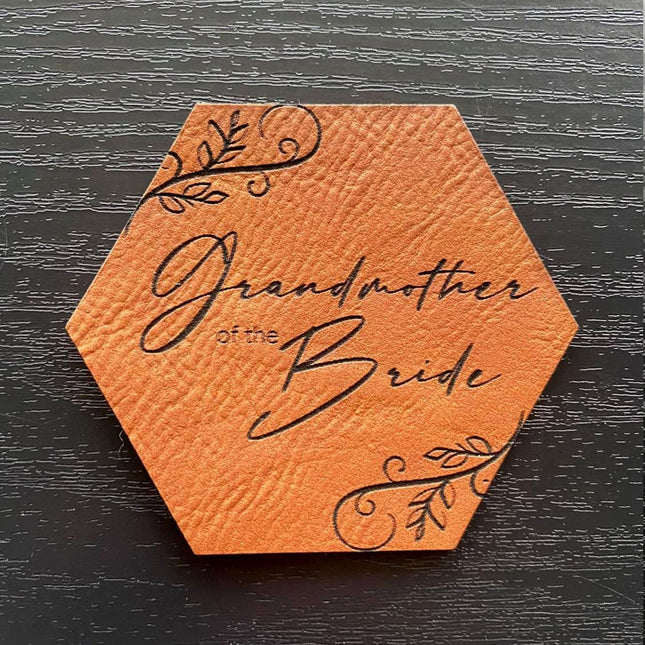 Grandmother of the Bride Patch - Leatherette Vegan Leather - Adhesive or Glue On - patchpalooza