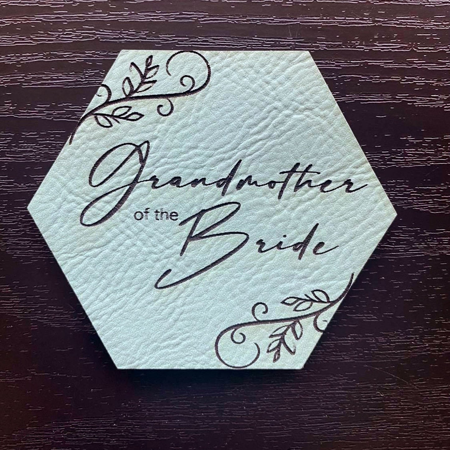 
                  
                    Grandmother of the Bride Patch - Leatherette Vegan Leather - Adhesive or Glue On - patchpalooza
                  
                
