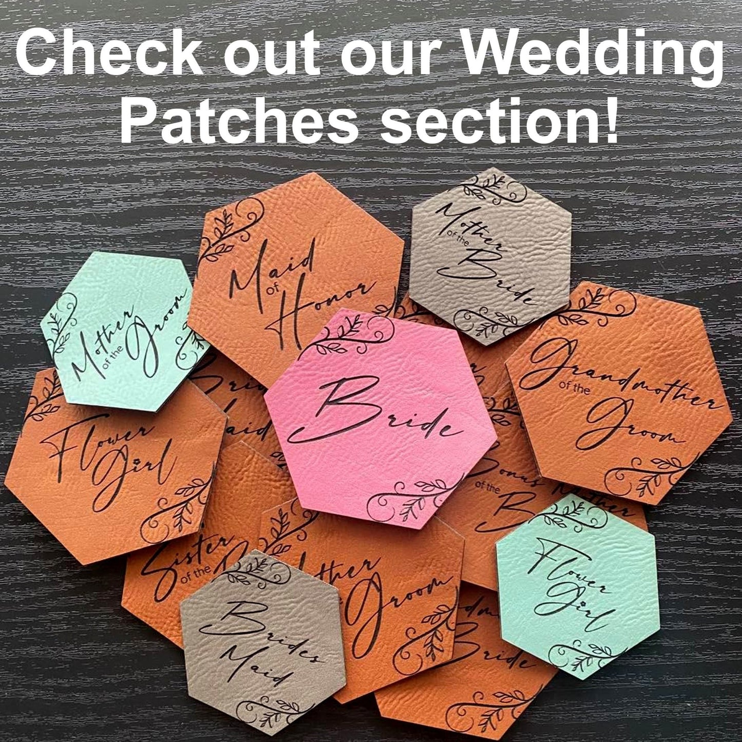 
                  
                    Grandmother of the Groom Patch - Leatherette Vegan Leather - Adhesive or Glue On - patchpalooza
                  
                