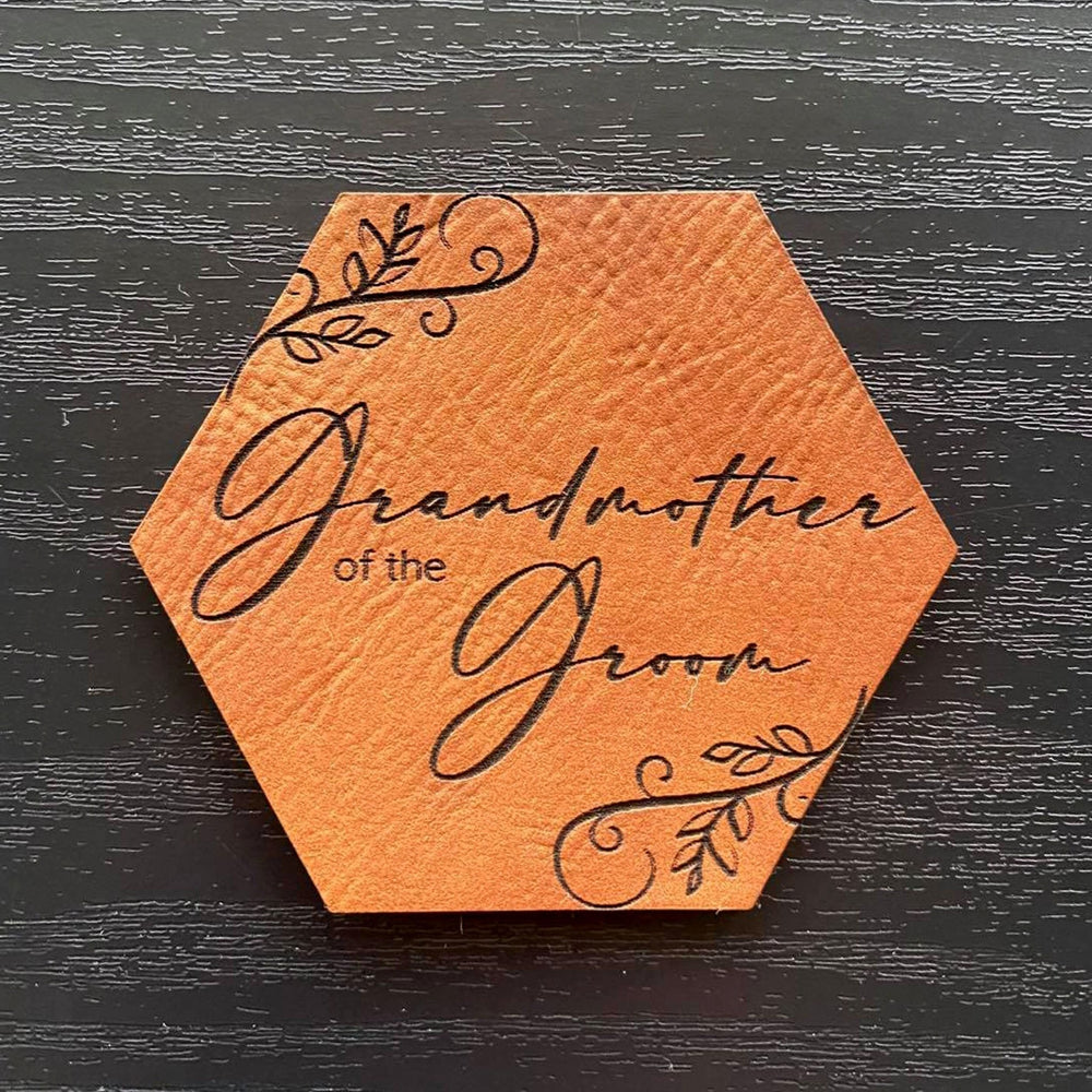 Grandmother of the Groom Patch - Leatherette Vegan Leather - Adhesive or Glue On - patchpalooza