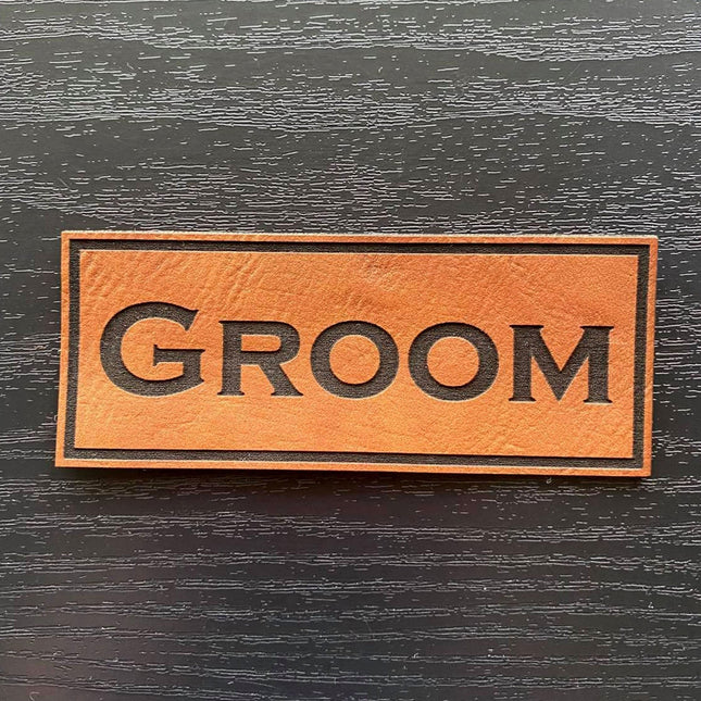 Groom Patch - Leatherette Vegan Leather - Adhesive or Glue On - patchpalooza
