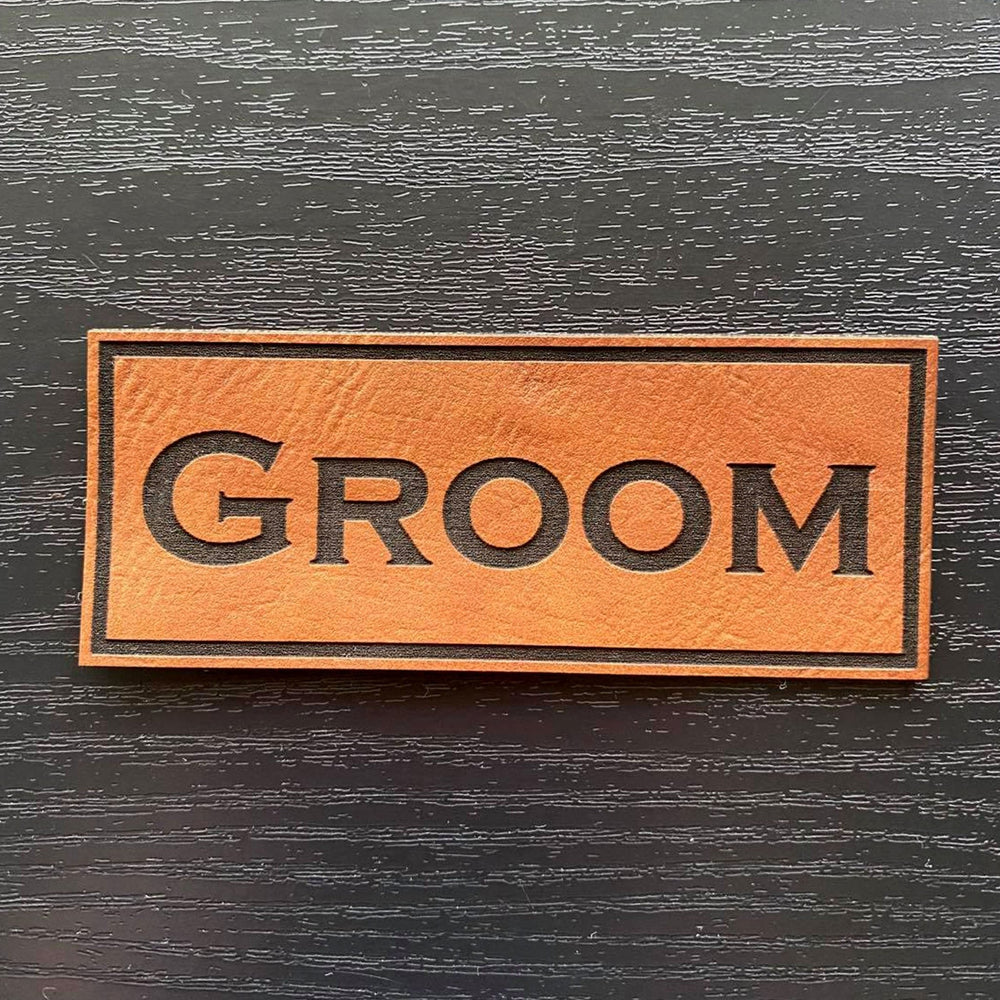 Groom Patch - Leatherette Vegan Leather - Adhesive or Glue On - patchpalooza
