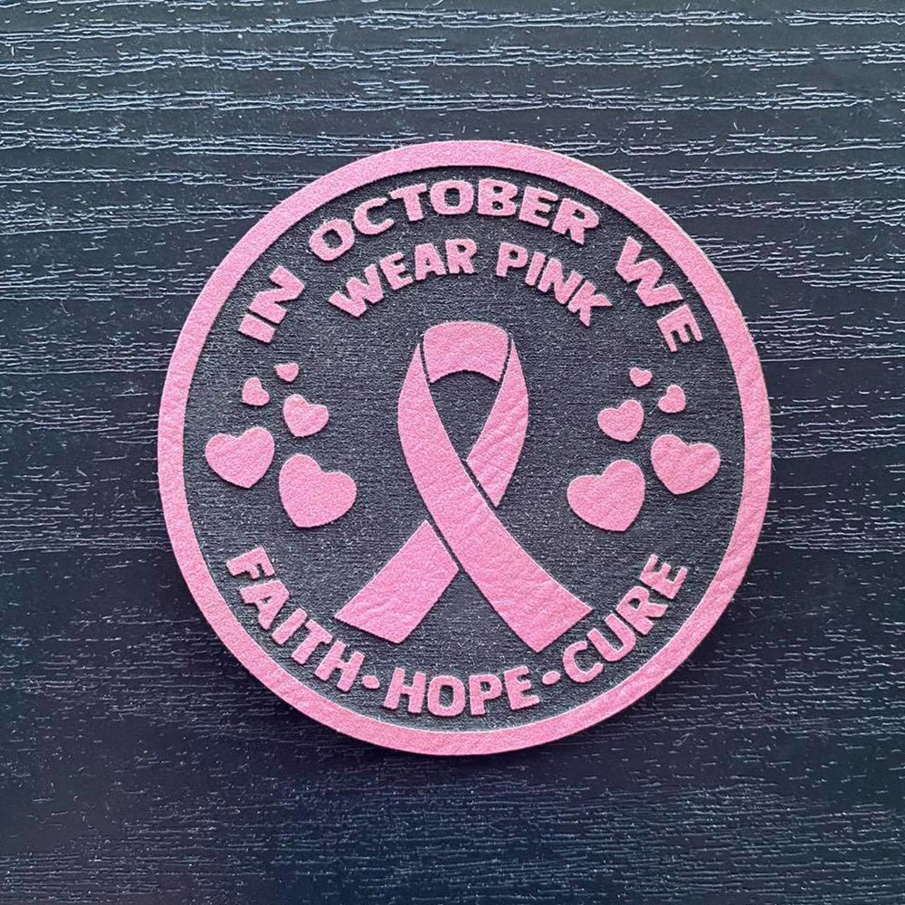 
                  
                    In October We Wear Pink Patch - Leatherette Vegan Leather Patch - patchpalooza
                  
                