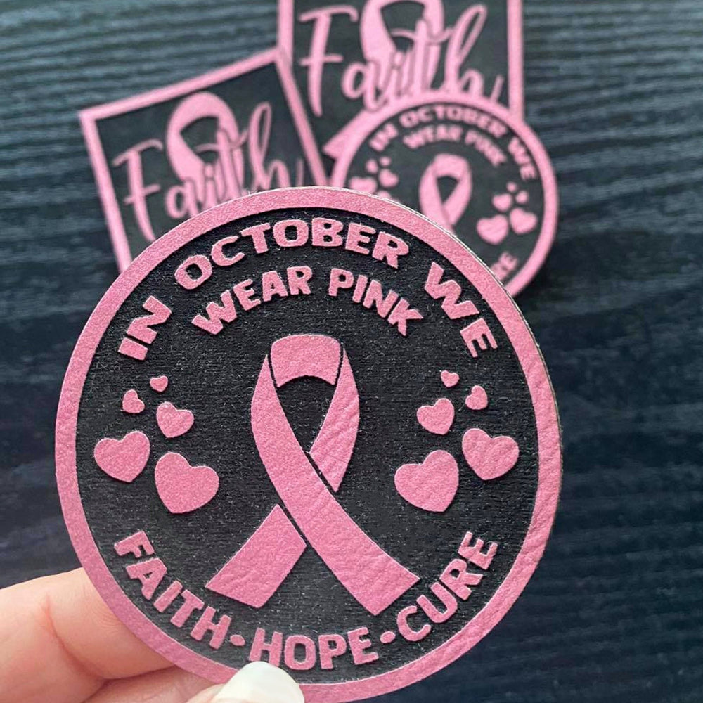 In October We Wear Pink Patch - Leatherette Vegan Leather Patch - patchpalooza