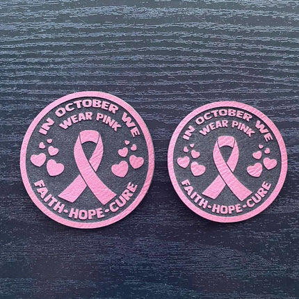 In October We Wear Pink Patch - Leatherette Vegan Leather Patch - patchpalooza