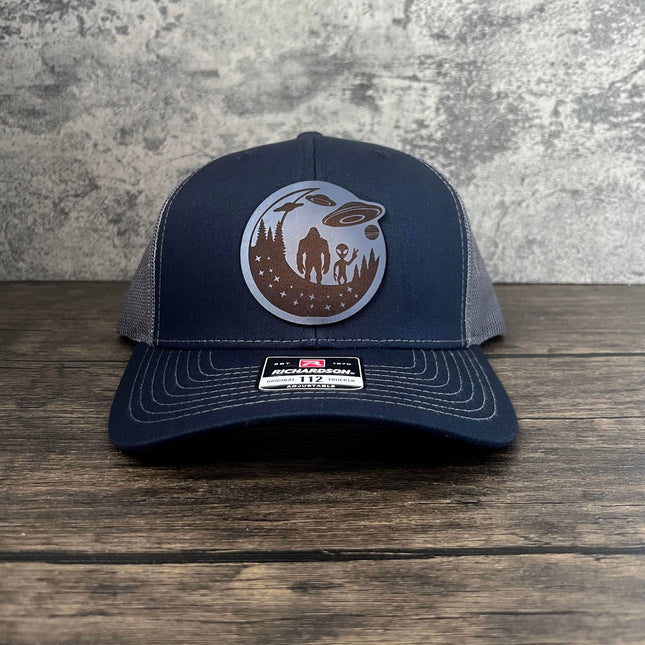 Leather Patch Big Foot Alien Hat - Richardson 112 - patchpalooza