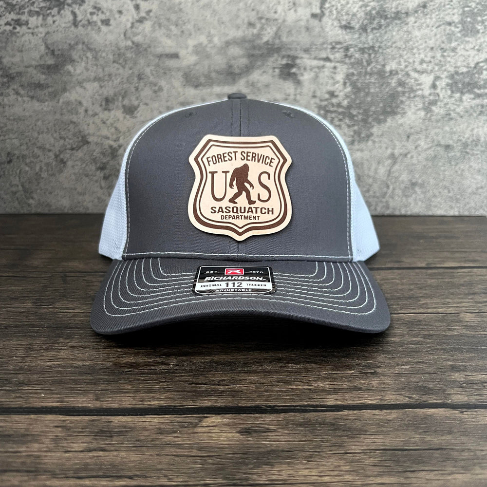 Sasquatch Badge Leather Patch Hat - Richardson 112 Navy/Charcoal