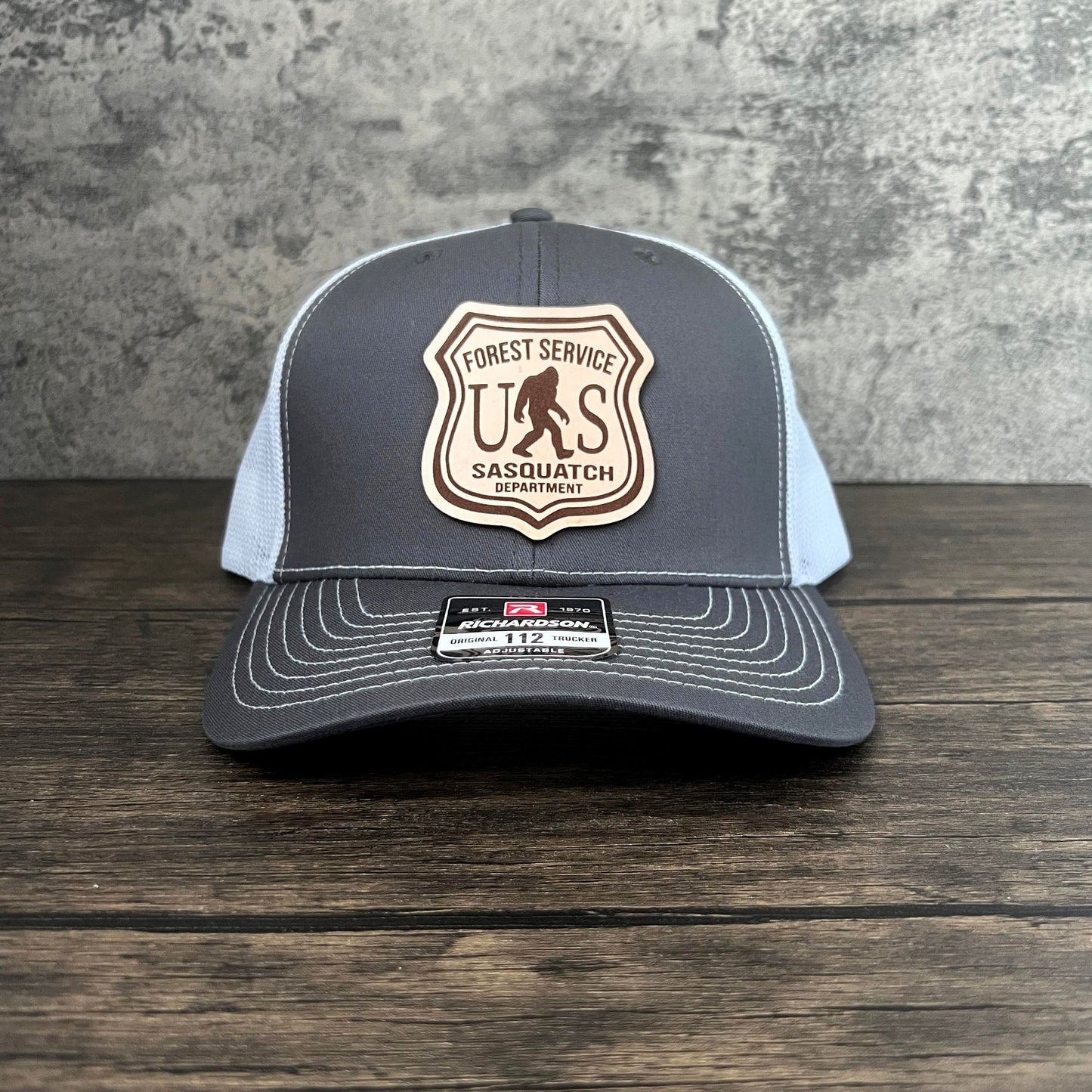 Sasquatch Badge Leather Patch Hat - Richardson 112 – patchpalooza