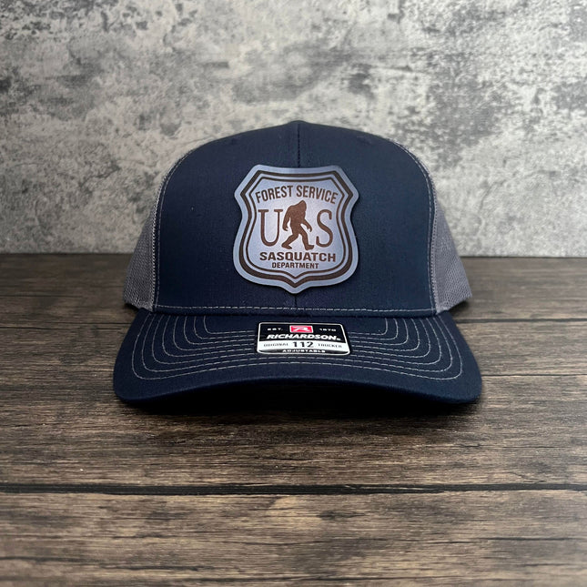 Sasquatch Badge Leather Patch Hat - Richardson 112 - patchpalooza