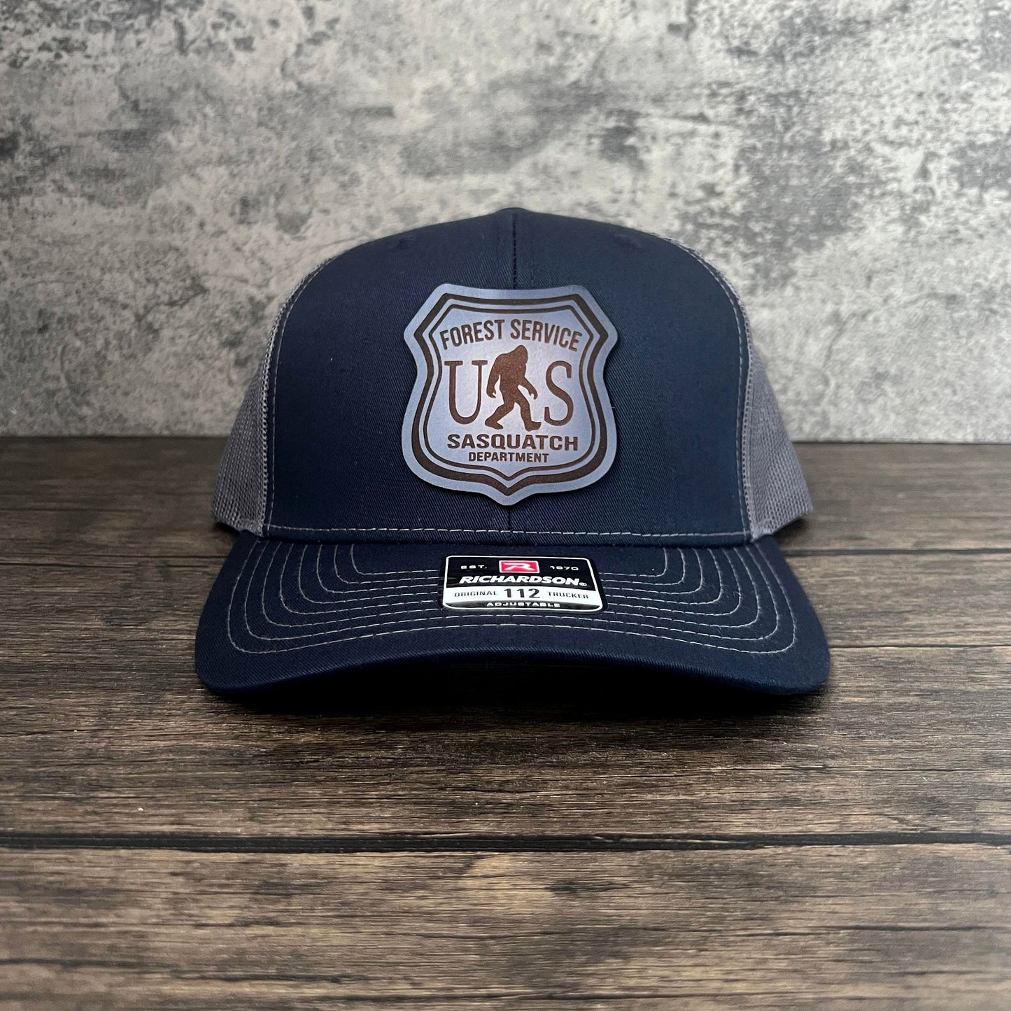 
                  
                    Sasquatch Badge Leather Patch Hat - Richardson 112 - patchpalooza
                  
                