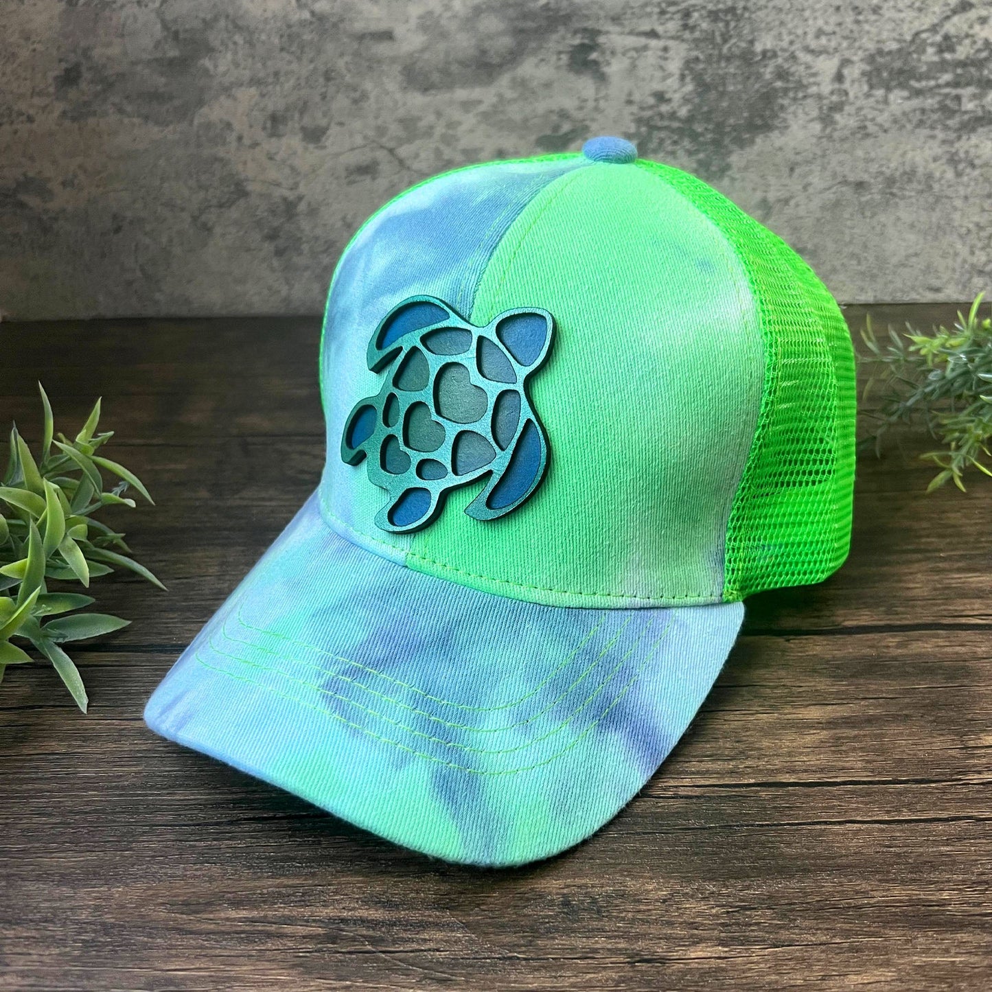 
                  
                    Sea Turtle Tie Dye Pony Tail Cap - Limited Edition - patchpalooza
                  
                