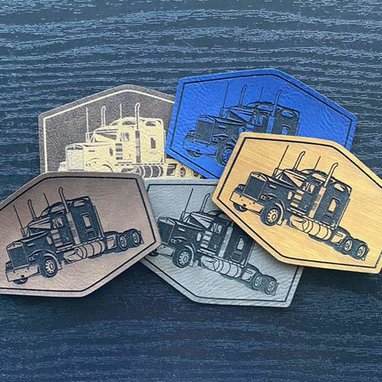 Semi Truck Patch for Hats, Bags, Jackets - Leatherette Vegan Leather Patch - patchpalooza