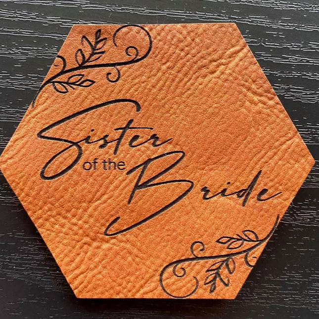 Sister of the Bride Patch - Leatherette Vegan Leather - Adhesive or Glue On - patchpalooza