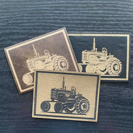 Tractor Patch for Hats, Bags, Jackets - Leatherette Vegan Leather Patch - patchpalooza