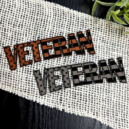 Veteran Flag Patch for Hats, Bags, Jackets - Leatherette Vegan Leather Patch - patchpalooza